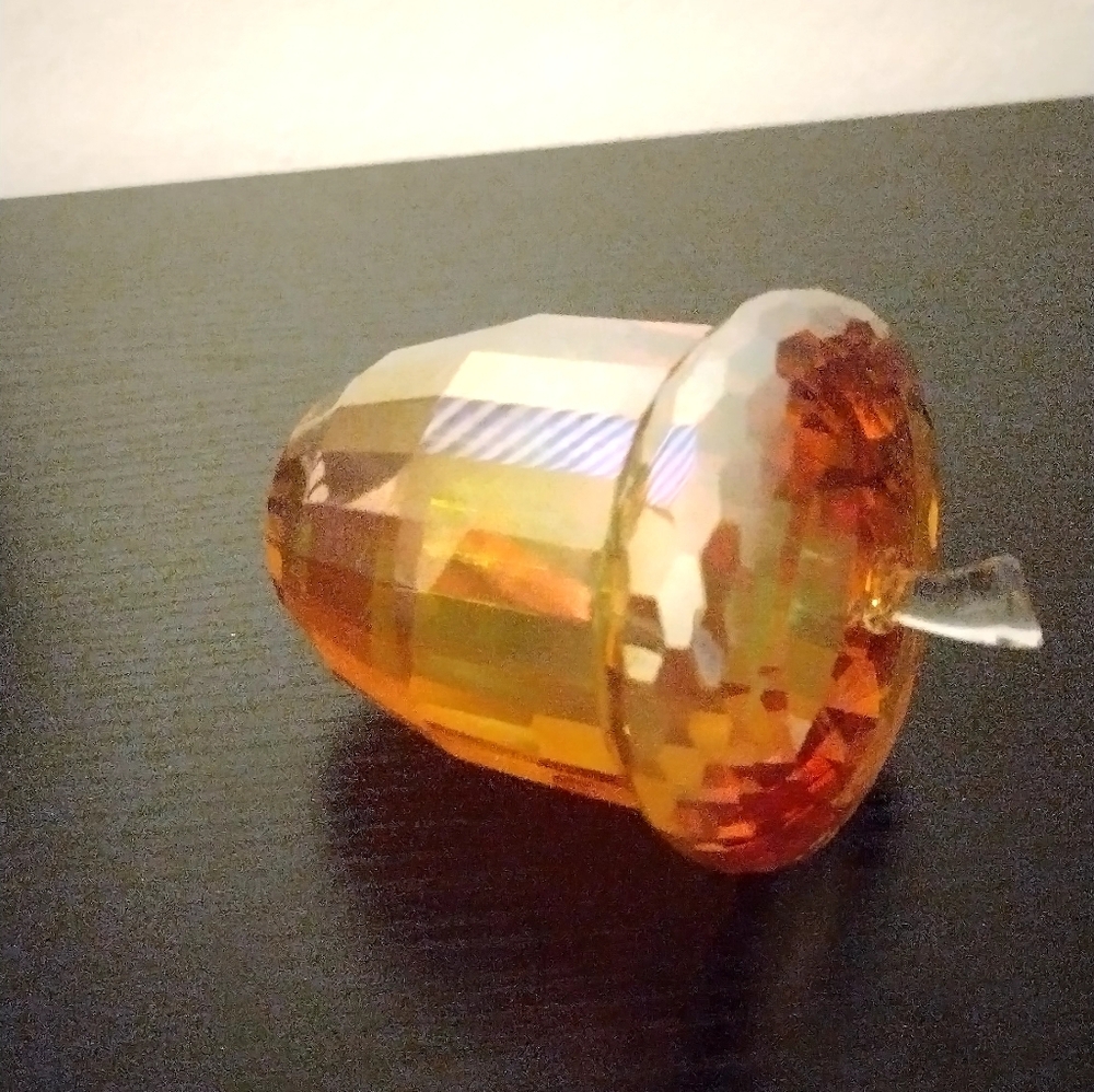Faceted Amber Colored Crystal Acorn Paperweight